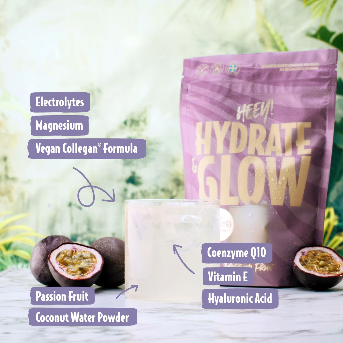 Heey! Hydrate & Glow Electrolytes + Coll-egan® Passionfruit – product image 2