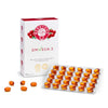 A box of Berry OMG OMvEGA-3 by Berry OMG stands next to a blister pack of 35 orange capsules. The packaging displays berries, Omega-3 icons, highlights lingonberry seed oil, and notes there are 90 capsules inside.