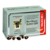 A box of Pharma Nord Bio-Qinon Q10 GOLD dietary supplement (100 mg, 150+30 capsules) is shown with several Coenzyme Q10 capsules in front. The packaging features Finnish and Swedish text.