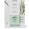 A package of Frantsila Tea Tree Salve, a natural antimicrobial skincare product by Frantsila, sits in a light green box with black text and botanical illustrations, claiming to help with skin impurities.