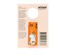 The Gustaf & Linnea Moomin Lipbalm Snork Maiden features an orange tube with a white Moomin character and floral design, attached to a beige backing card with brand info and a circular cut-out at the top.