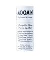 A white tube of Gustaf & Linnea Moomin Lipbalm Sniff features eco-friendly packaging and displays ingredients and contact info on the label in black and pastel pink text.