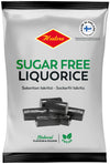 A pack of Halva Sugar-Free Licorice by Halva displays bold Sugar-Free Licorice text, black licorice pieces, vegan and natural labels, plus a Made in Finland badge in the corner.