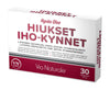 A box of Via Naturale Hair & Skin & Nails, featuring 30 veggie capsules with zinc and biotin to support hair, skin, and nails. The packaging is mainly white with red accents.