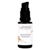 A dark pump bottle labeled Laponie of Scandinavia Brightening Treatment Serum by Laponie of Scandinavia features a minimal look with beige brushstroke accents—perfect for addressing uneven skin tone.