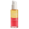 A clear Lumene Nordic-C Arctic Berry Oil-Cocktail bottle with yellow and pink layers, enriched with Arctic cloudberry and Vitamin C, topped by a white pump.