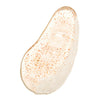 A close-up of Lumene Nordic-C Clear Glow Cleansing Gel Scrub, a clear exfoliating gel with tiny orange Arctic cloudberry beads and bubbles, spread in an irregular oval on a white background.