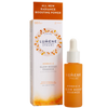 An orange dropper bottle of Lumene Nordic-C Glow Boost Essence stands next to its box, promoting a vegan vitamin C serum with hyaluronic acid and Arctic cloudberry for radiant skin.