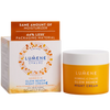 A jar of Lumene Nordic-C Glow Renew Night Cream sits by its box, featuring reduced packaging. The orange and white design displays product details for radiant skin and the Lumene brand.