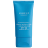 A blue tube of Lumene Nordic Hydra Fresh Hydration Moisturizer SPF50 features the product name, SPF50 sun protection, and daily hydration benefits in white text on the front.
