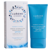 A blue tube and white box of Lumene Nordic Hydra Fresh Hydration Moisturizer SPF50 with blue branding, enriched with hyaluronic acid for daily hydration and suitable for all skin types.