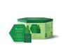 A green and white Luonkos Boost Skincare Set box is shown with two green natural facial care products—a small bottle and a hexagonal container—displayed in front.