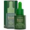 A green dropper bottle labeled Luonkos Eternity Facial Oil Serum stands before its matching box. Suitable for all skin types, it features Finnish forest microbe extract and contains 20 ml (0.7 fl oz). Brand: Luonkos.