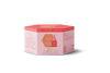 A hexagon-shaped box of Luonkos Glow & Shine Skincare Set in pink and orange, featuring product details and a serum bottle image. This Finnish vegan skincare set from Luonkos showcases the tagline "Happy Skin - Happy Life" along the top edge.
