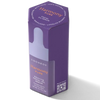 A purple hexagonal box labeled Luonkos Pure Facial Oil Serum with white and orange text, a dropper bottle graphic, and a QR code on the bottom right—perfect for oily and combination skin.