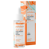 A bottle and box of Puhdas+ Triple-Effect Hyaluronic Acid Serum & Sea Buckthorn, featuring abstract orange and peach designs. The packaging highlights Puhdas+'s moisturizing serum, key ingredients, and product details.