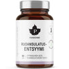 Puhdistamo Digestive Enzymes is a vegan supplement in a brown glass bottle with 60 capsules. The white label displays the Puhdistamo brand, black text, and a leaf logo at the top to support healthy digestion.