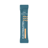 A teal SALTE Electrolytes Orange packet with three wavy lines and an orange label is featured against a white background, highlighting this vegan, sugar-free hydration powder by SALTE.