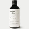 The sauna/ing Sauna Scent Pine & Lavender by sauna/ing comes in a 100 ml black bottle with a black screw cap and white label listing ingredients and coordinates. Made in Finland, it combines pine fragrance and lavender scent for your sauna experience.