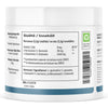 A white THERA Nordic Rezcue Drink Powder container features a Scandinavian label showing ingredients like zinc, L-carnosine, and L-glutamine for gut health. Barcode and recycling symbol are present. Brand: THERA Nordic.