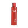 A tall, sleek red bottle labeled "Aiva" at the top and "The Oil" at the bottom contains Aiva The Oil organic care oil with bilberry seed oil, placed against a plain white background.