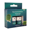 The Emendo Sauna Fragrance Huurre & Loisto set features two sauna oils in a teal and green box with birch leaf images, ideal for diffusers. From the Emendo brand, the packaging displays both the Huurre and Loisto scents.