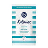A resealable white and teal pack of Fazer Xylimax Sweet Mint Full Xylitol Chewing Gum by Fazer, with blue stripes and Finnish text—classic Finnish gum made with 100% xylitol for a refreshing taste.