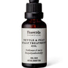 A dark glass dropper bottle labeled Frantsila Nettle & Peat Scalp Treatment Oil, designed to soothe dry, itchy scalp, featuring English and Finnish text, with a black screw cap and dropper. Brand: Frantsila.