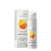 A bottle and box of Mossa Glow Cocktail Illuminating Anti-Pigmentation Serum, a brightening serum for all skin types with fruit acids and vitamin C, featuring cloudberry and quince fruit on the packaging.