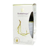 A white box of Ecolomega Virgin Fish Oil – Lemon, with a gold splash, 200 ml and citron smak (lemon flavor) text, plus logos for real natural omega-rich oil. The side shows part of the bottle inside. Brand: Ecolomega.