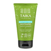 A green tube of Taika Conditioner for all hair types, decorated with white tree icons and bilingual text, highlights its COSMOS natural certification and 100% vegan formula.