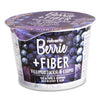A container of Roberts Berrie Berrie+ Fiber Wild Bilberry & Plum yogurt, with Nordic superberries, product info in English and Finnish, and blueberry images on the lid and sides. Enjoy this high-fiber drink!.