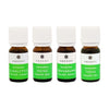 Four Emendo Sauna Fragrance bottles—Eucalyptus, Birch, Smoke Sauna, and Tar—stand in a row. Each has a green label and white cap. Made in Finland by Emendo, they’re set against a white background.