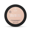 A 130ml round container of Flow Cosmetics Organic Shea Body Butter with a black lid and beige label, featuring vegan certification—perfect for natural, vegan skincare.