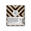 A square raw chocolate bar with a brown and beige zigzag design. In the center, a white circle says Goodio Organic Chocolate Coffee. Below is ingredient info—including dairy-free and Espresso Verde coffee beans—with a barcode at the lower right.