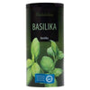 A green cylindrical container of Heikkilä's Basil features basil leaf imagery and Finnish text—ideal as a classic pasta herb from the Heikkilä's brand.